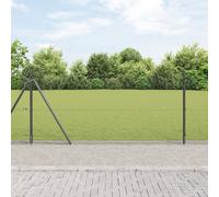 Welded Wire Fence with 7 Flanged Posts Grey 0.8x10 m Steel Berkfield Home Grey One Size