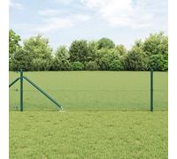 Welded Wire Fence with 7 Spike Posts Green 0.8x10 m Steel Berkfield Home Green One Size