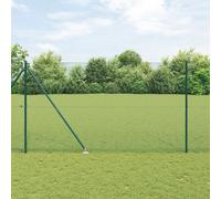 Welded Wire Fence with 7 Spike Posts Green 1.5x10 m Steel Berkfield Home Green One Size