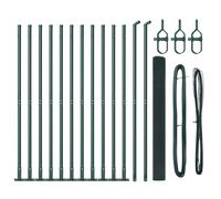 Fence Post Set Green Steel Powder-Coated 2500x3.2x150cm Outdoor Durable Weather