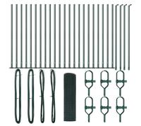 vidaXL Green Powder Coated Steel Fence Post Set with Wire Roll 50 x 1m Durable Metal Modern Design for Outdoor Fence Installation Needs Garden Wire Panels