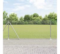 Welded Wire Garden Fence 0.8x10m Green Galvanised Steel 7 Flanged Spike Posts UK