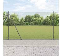 Welded Wire Garden Fence 25 x 1.5 m Grey PVC-Coated Steel Posts & Base Kit 11pcs