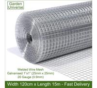 Welded Wire Mesh 1"x1" Galvanised W 120cm x L 15m by Garden Universe Fence Aviary Rabbit Chicken W01-5