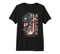 Welder America's Forge Patriotic US Flag Industrial Graphic Premium T-Shirt