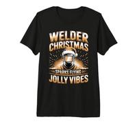 Welder Christmas Sparks Flying Jolly Vibes Premium T-Shirt