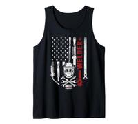 Welder Patriotic American Flag with Distressed Tool Graphics Tank Top