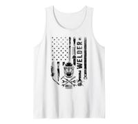 Welder Patriotic American Flag with Distressed Tool Tank Top