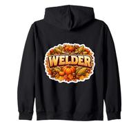 Welder Thanksgiving Fall Welding Autumn Pumpkin Turkey Fun Zip Hoodie