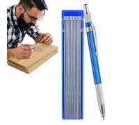 Welders Pencil,Mechanical Carpenter Pencil with 12 Silver Round Refills 2.0 mm | Steel Marking Pen, Pipefitter Tools, Built-In Sharpener for Woodworking Construction