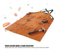 Welding Apron, Heat and Flame Retardant, Heavy Duty Work Safety with Lining and Multiple Pockets, for Metalworking, Blacksmithing, Suitable for Men and Women(Brown)