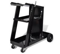 Welding Cart Black Trolley with 3 Shelves Workshop Organiser