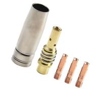Welding consumables kit for MB15 15AK includes 5 MIG contact tips and protective nozzle with tip holder, contact tip diameters from 0 6 to 1 2mm for various welding machines (1.0)