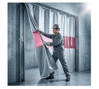 Welding Curtain Divider Screens, Flame-Resistant Fireproof Blanket with Red Viewing Window, Retractable Partition for Industrial Workshop Use