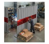 Welding Curtain with Red View Window, Flame-Resistant Fiberglass Fabric Welding Screen, Heavy-Duty Protective Blanket for Workshop, Insulates Divider(4.5X3 M)