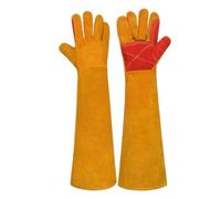 Welding Gloves 60cm Long Sleeve Leather Heat Resistant Cowhide Yellow Pair
