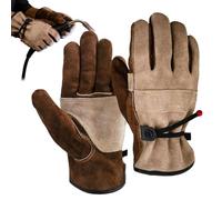 Welding Gloves - First Layer Of PU Leather + Cotton Lining Heat Resistant Fireproof Insulated Extended Cuff - Women Men Gloves For Construction Chainsaw Farm Yard Work Bbq Oven Fireplace