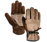 Welding Gloves - First Layer Of PU Leather + Cotton Lining Heat Resistant Fireproof Insulated Extended Cuff - Women Men Gloves For Construction Chainsaw Farm Yard Work Bbq Oven Fireplace