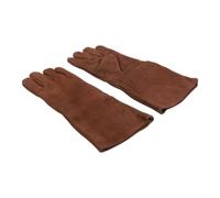 Welding Gloves Flame Retardant Thickened Leather Mitts for Welding Work - High Temperature Resistant Safety Gear with Extended Wrist Guard - Unisex Large