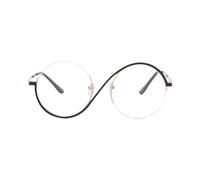 Welding Goggles, Retro Round Blue Lens Eyewear, Anti-glare Half-frame Glasses, Stylish Eye Protection Design, Lightweight Casual Use Style, 4x5.5x4.5cm, For Reading
