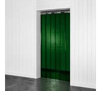 WELDING GRADE PVC Strip Curtain Complete Kit - Heavy Duty 200mm x 2mm Transparent Phthalate Free PVC Material - Industrial Door Curtain for Welding Bays, Green, 1m x 2m