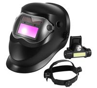 Welding Helmet Auto Darkening True Color Large Viewing, Solar Powered Welding Hood with 4 Arc Sensor Wide Shade 4/5-13 with 4 Arc Sensor, Optical Clarity Welder Mask for TIG MIG Stick