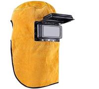Welding Helmet Mask with Lens, Leather Hat Hood Protective Gear Work Cap Clamshell All Round Protection Durable Heat Resistant Breathable Adjustable Sweat Absorption for Welding Workplaces