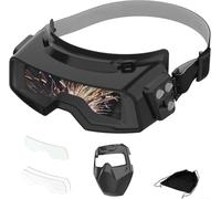 Welding Helmet with Auto-Darkening Filter, 4.82" x 3.8" View, Shades 4-13 for MIG for TIG for MMA and Plasma Cutting, Powered by Solar for + CR2450, Reusable