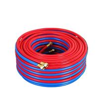 Welding Hose 18Mpa High Pressure Oxygen Acetylene Hose Two-Color Gas Pipe 8mm Propane Tube PVC Cutting Welding Accessories(20meters-with Joints)