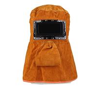 Welding Mask,Welding Helmet Solar Auto Darkening Filter Lens Welder Leather Hood Welding Breathable Helmet Mask Yellow Head-Mounted Leather Hood Grinding(Clear Black)