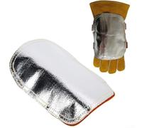 Welding Protective Hand Shield, Split Cowhide & Aluminum Heat Resistant Glove for High Temperature TIG Welding, Metal Smelting and Boiler Operations