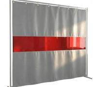 Welding Screens Divider Curtain, Silicone Coated Welding Blanket with Red Viewing Window, Heavy Duty Industrial Fireproof Partition Panel for Workshop(4.5X2.5 M)