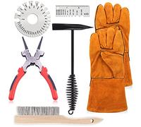 Welding Slag Removal Tool Set Includes 10" Chipping Hammer, Multi-Functional Pliers, Welding Gloves, Wire Brush & 2 Metal Gauges, Welding Accessories for Welder