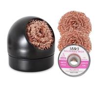 Welding Soldering Iron Tip Cleaner Kit, Solder Tip with Cleaning Brass wire sponge, W/Stand Set Holder Black with 3 PCS Solder Tip Cleaning Wire and 1 PC Holder, Solder Wick 2.5mm, 59 inches