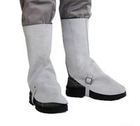 Welding Spats Heavy Duty Cowhide Leather Gaiters Abrasion Resistant Boot Shields Spark Protection for Welders Construction Workers Blue(Grayish White)