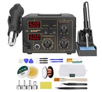 Welding Station with Dual Digital Display, Temperature-Controlled Soldering Iron and Hot Air Desoldering Tool for Home and Workshop Repairs