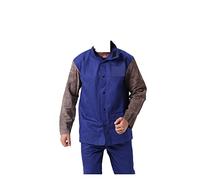 Welding Supplies Professional Welding Jacket Leather Flame Resistant Cotton for Weld Spark Abrasion Clothing Worker Protection Apparel(X-Large)