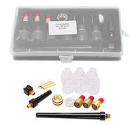 Welding Torch Accessories Kit for WP9/20, Brass and Glass Consumables with 2mm Nozzle, Replacement Parts Including Tungsten Clamp Guide Piece Silicone Ring for Argon Arc