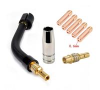 Welding Torch Gooseneck Kit for 15AK/15FX/15LX Series, Brass Swan Neck with 0.6-1.2 mm Aperture, 8-Piece Set