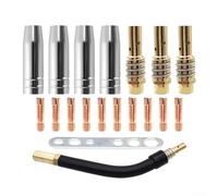 Welding Torch Nozzle Kit with 0.8mm Tips, Cone-Shaped Gas Nozzles and Goose Neck Tube Compatible with MB14/15, ML1500, G15, SB15, EVO15, SB150, TBI150