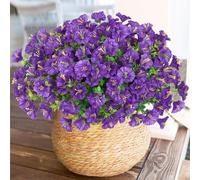 Weldomcor 10 Bundles Outdoor Artificial Flowers UV Resistant Artificial Morning Glory Shrubs Greenery Artificial Plants for Hanging Planter Home Kitchen Garden Porch Window Box Wedding Decor (Purple)