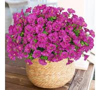 Weldomcor 10 Bundles Outdoor Artificial Flowers UV Resistant Fake Flowers Artificial Morning Glory Shrubs Greenery Faux Plants for Hanging Planter Home Kitchen Garden Porch Window Box Decor (Fuchsia)