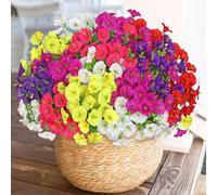 Weldomcor 12 Bundles Outdoor Artificial Flowers UV Resistant Artificial Morning Glory Shrubs Greenery Artificial Plants for Hanging Planter Home Kitchen Garden Porch Window Box Decor (6 Colors)