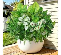 Weldomcor 12PCS Artificial Plants Outdoor UV Resistant Fake Plants Faux Greenery Shrubs Stems Large Bunches Boston Fern Decorative Artificial Foliage for Indoor Outside Window Box Planter Garden Decor