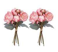 Weldomcor 2 Bunches Artificial Peony Flowers, 14PCS Vintage Fake Silk Peonies Flowers with Single Long Stem Faux Flowers Bouquet for Home Wedding Table Centerpieces DIY Bridal Bouquet Decor (Pink)