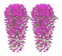 Weldomcor 2PCS Artificial Hanging Flowers Outdoor, UV-Resistant Artificial Hanging Plants Fake Trailing Plants Artificial Morning Glory Flowers for Wedding Home Garden Yard Patio Decor (Fuchsia)