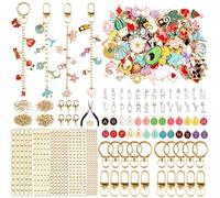 Weldomcor 350PCS Keyring Making Kit & Bag Charm Kit, DIY Jewellery Making Supplies with Keychain Lobster Clasps Jump Rings Charms Plier, Bracelet Making Kits for Girls Crafting Gifts for Women Adults