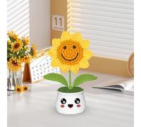 Weldomcor 3Pcs Crochet Flowers, Handmade Crochet Sunflower Set Cute Stuff Emotional Support Gift Funny Dashboard Accessories Desk Decor Get Well Soon Thank You Gifts for Women