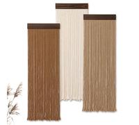 Weldomcor 3PCS Macrame Wall Hanging Boho Chic Home Decor, Handmade Tassel Yarn Tapestry Modern Wall Art Decorations for Living Room Bedroom Office Nursery Backdrop (Brown White)