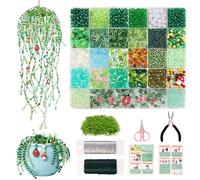 Weldomcor 5540PCS Beaded Plant Kit Forever Plant Kit, DIY Charm Beads for Succulent Plants Making, Green Glass Beads Making Kit with Video Tutorials, Forever Plants Beads for Jewellery Making Crafts